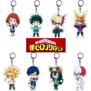 20 stcs/lot My Hero Academia Acryl Keychain Anime Izuku Bakugou Katsuki Todoroki Shoto -figuur hanger Keyring sieraden groothandel H0915