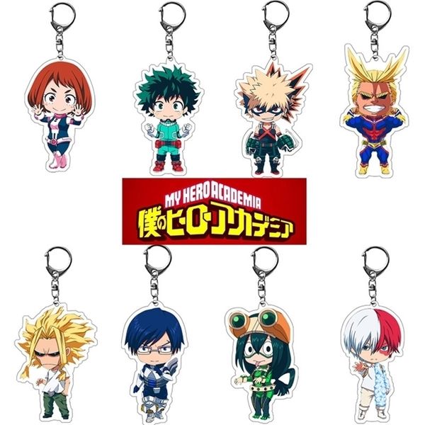 20pcs / lot My Hero Academia Acrylique Porte-clés Anime Izuku Bakugou Katsuki Todoroki So Figure Pendentif Porte-clés Bijoux En Gros 220221