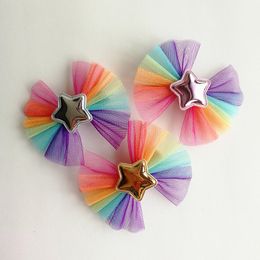 20pcs / lot New Rainbow Prince Stars Hair Clip Top Qualité Modish Girls Multicolor Bows Hair Girl Clips Kid Barrettes Mignon 712 S2