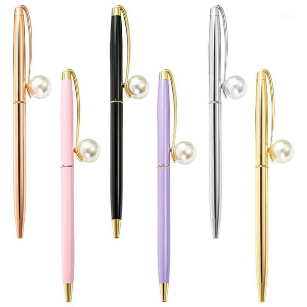 20 pcs/lot nouveauté cadeau bureau stylo à bille promotion entreprise stylo à bille logo personnalisé mécanisme bijou perle Cool Pens1