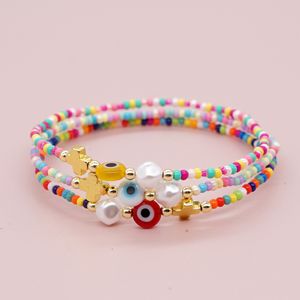 20 pièces/lot perle croix chrétienne mauvais œil Bracelets à breloques perlés Bracelets colorés pour femme comme cadeau de bijoux de mode spécial