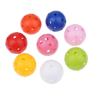 20pcs / lot Plastique 41 mm Balles d'entraînement de golf Airflow Hollow Practice Golf Balls 7 Couleurs extérieures Golf Practices