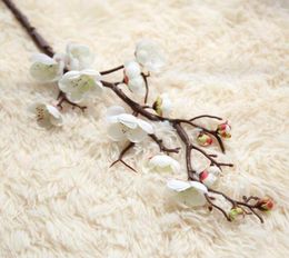 20 unids / lote ciruelo flores de cerezo flores artificiales de seda tallo de plástico rama de árbol de sakura decoración de la mesa del hogar decoración de la boda corona 1513478