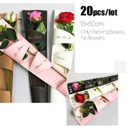 20 piezas / lote bolsa portátil rosa bolsa de una sola flor ramo bolsas de papel para envolver cajas cajas para regalos de flores Packaging236r