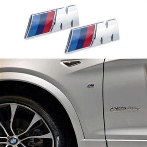 20pcs / lot Premium M-SPORT pour BMW Car Chrome Emblem Wing Badge Logo Autocollant 45mm266a