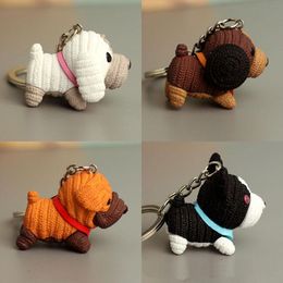 20 pcs/Lot résine chien porte-clés dessin animé poupée porte-clés cloche jouet porte-clés pour sac à main mignon cadeau animaux porte-clés chien porte-clés