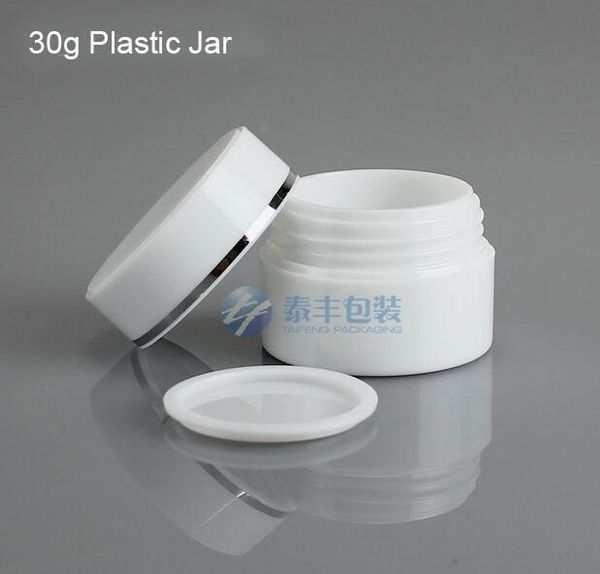 Bouteille de bouchon à vis 20pcs / lot, double pot de crème cosmétique 30g, produit de gros taobao bon pot de plastique de scellement