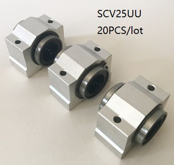 20 unids/lote SCV25UU SC25SUU 25mm unidad de carcasa lineal más corta bloques de cojinete de bloque lineal para enrutador cnc piezas de impresora 3d