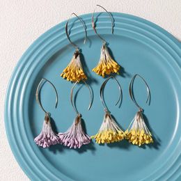 20 -stcs/kavel Zuid -Koreaans ontwerpgevoel voor retro gele tarwe oorbellen vrouwelijke vakantie windwind bloembladen oorbellen mode oor haak oorbellen