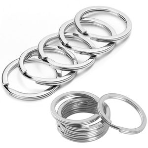 20 teile/los Edelstahl Schlüsselanhänger Ring 15/20/23/25/28/30mm Stahl Runde Flache Linie Split Ring DIY Schlüsselbund Erkenntnisse