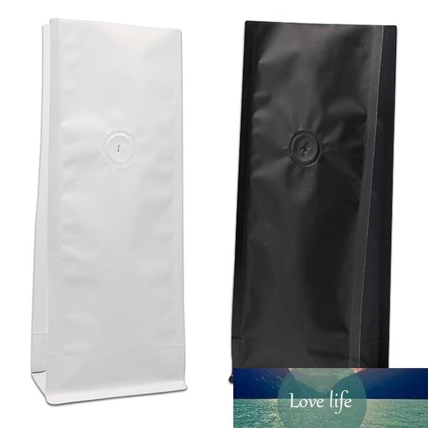 20 unids/lote, bolsa de válvula de fuelle lateral abierto en la parte superior abierta de Mylar negro/blanco mate para bolsa de café en grano, bolsillo de fuelle de papel de aluminio