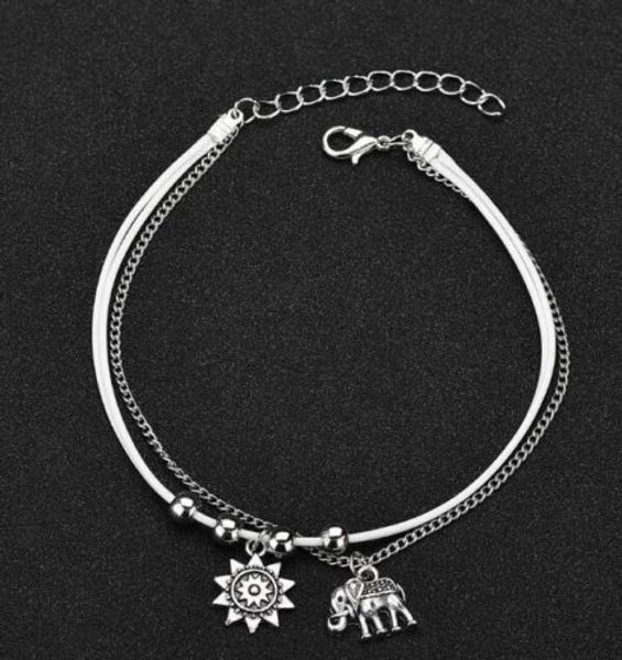 20 unids/lote sol elefante encantos tobillo tobillera pulsera sandalia descalza playa pie nuevo venta al por mayor envío gratis