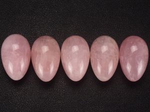 20 unids/lote, huevo de Yoni de cuarzo rosa Natural sin perforar, huevo de Jade, ejercicio de Kegel pélvico, esfera de ajuste Vaginal, 3 tamaños