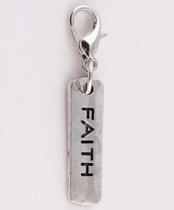 20 stks / partij Vintage Silver Faith Tag DIY Charms Dangle Hanger Fit voor Magnetisch Glas Drijvend Medaillon