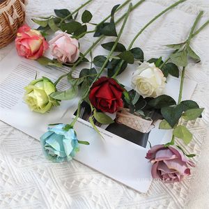 20 -stcs/lot bruiloft decoraties bloemen 51 cm echt aanraakmateriaal kunstmatige bloemen roze boeket nep zijden single stengel bloemen floral lt445