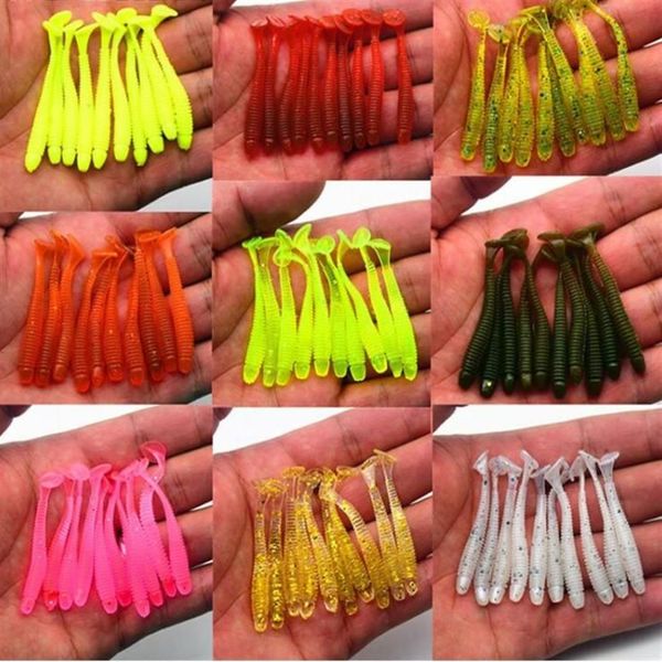 20pcs / lot Wobbler Jigging 5cm 0 7g Leurre de pêche Doux Ver Crevette Jerkbait Poisson Océan Roche leurre basse odeur de poisson doux appâts doux2228