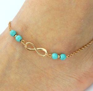 20pcs/lot Women Gold Chain 8 Infinity Ankle Anklet Bracelet Sandal Beach Foot Jewelry new