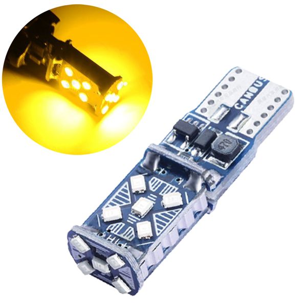 20pcs / lot jaune T10 W5W 2016 15SMD CANBUS Erreur GRATUITE Ampoules LED GRATUITES Pour les lampes de dégagement Lampes de voitures Dôme d'intérieur Lights Tension large 12V 24V