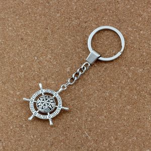 20 pièces porte-clés 3D bateau gouvernail breloques pendentifs porte-clés Protection de voyage bricolage accessoires 32.5x40.8mm pendentif A-454f