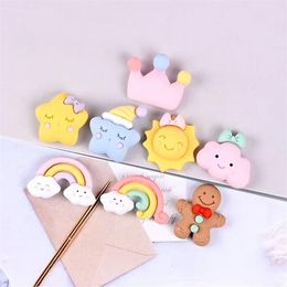 20pcs Belle étoile Soleil The Gingerbread Man Resin Composants Charms Bijoux Faire des boucles d'oreilles DIY Décoration Kewchain Cute Rainbow Clo295m