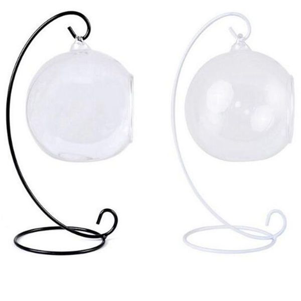 20pcs bougeoirs en métal 23cm blanc / noir fer porte-bougies de mariage chandelier boule de verre support suspendu support décoration de fête autre taille disponible