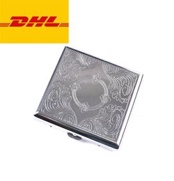 20 piezas caja de cigarrillos con tapa de Metal, caja de cigarrillos de hojalata para hombre, cajas de tabaco de acero inoxidable, Humidor DHL Freight6753234