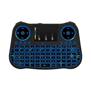 20 piezas MINI MT08 2,4 GHz teclado inalámbrico 7 colores retroiluminado inglés Control remoto Touchpad para Android TV Box Tablet PC Smart TV PK i8