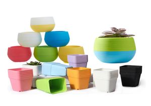 20 pièces Mini Pots 10 pièces Pots de fleurs carrés 10 pièces Pots de fleurs ronds décor de bureau à domicile planteur coloré plantes succulentes Pots GYH T1915268157