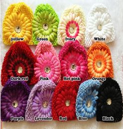 20 pièces couleur mixte marguerite fleur strass bébé enfants crochet tricoté casquettes bonnet chapeau 19 couleurs pour choisir 7273782