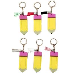 20 stcs monogram leraren dag acryl potlood sleutelhangers personaliseren schattige cadeau sleutelhangers tassel hanger 240426