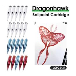 20pcs aiguilles à cartouche de tatouage à bille Dragonhawk multicolores 10 noir 6 bleu 4 rouge pour les débutants et la pratique du tatouage de concepteur 240219