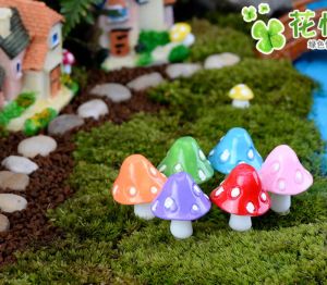 20 pièces champignon miniature fée figurines jardin gnomes décoration jardin champignon jardin ornements résine artisanat Micro paysage