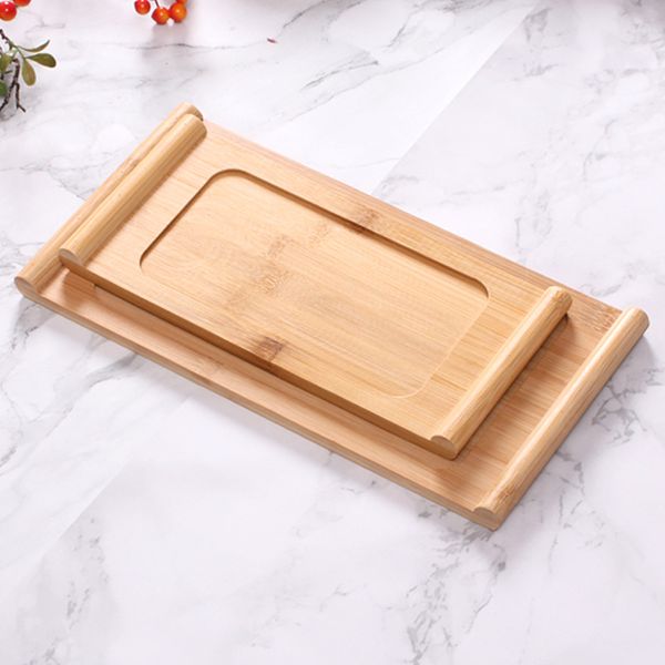 20 pièces plateau à thé en bambou naturel Rectangle nourriture Snaks Dessert plateau de service tasse assiette Kung Fu thé accessoire Table à thé de Style chinois