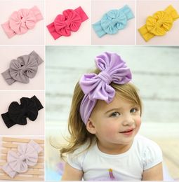 10 stks Nieuwe Katoen Blend Baby Headwrap Girl Hair Big Bow Bunny Oren Hoofdband Strech Knoop Hoofdband Fashion Hairband FD6542