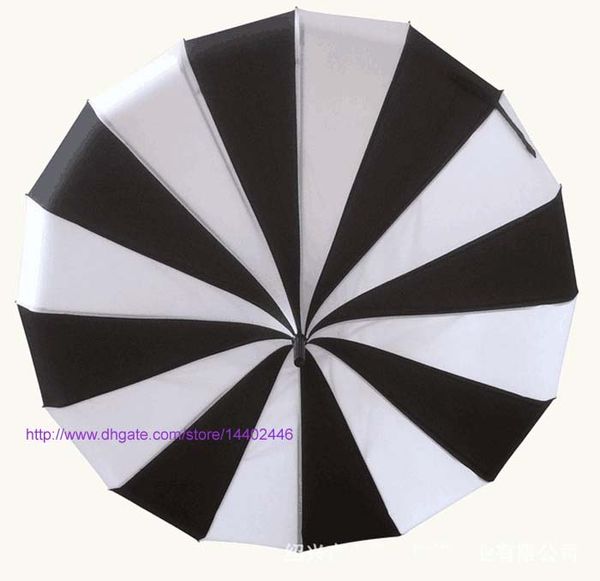 20 pcs NOUVEAU Creative Design Noir Et Blanc Rayé Golf Parapluie À Long Manche Droit Pagode Parapluie livraison gratuite