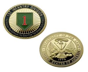 20 pièces non magnétiques 1775 USA défi artisanat militaire armée 1ère Division d'infanterie grand devoir soldat honneur plaqué or valeur pièce Co7470853
