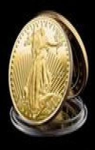 20pcs non magnétique 999 Fine Mémorial US Eagle Craft Statut of American Liberty in God Nous faisons confiance à Gold plaqué Souvenir Coin8005573