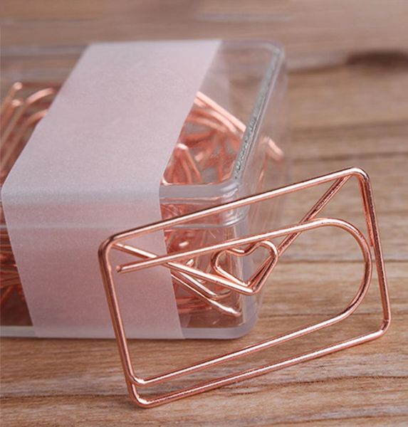 20pcs Office Paper Clip Clip Love Bowknot Plating Especial Diy Modelado de regalos Bookmark fácil Uso de mini accesorios escolares Estudio 4105399