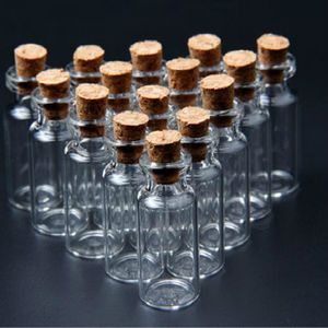 20 unidades/paquete de botellas, 2ML, 16x35mm, diminutas, pequeñas, transparentes, de corcho, vidrio, botellas rellenables de aceite esencial, viales para decoración de bodas y vacaciones, botella