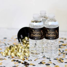 20pcs / pack Happy Birthday Water Bottle Stickers, étiquettes personnalisées adaptées à la décoration de fête d'anniversaire, étiquette cadeau d'anniversaire