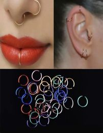 20 stks/pak Veelkleurige Gouden Kleine Neusring Rvs Open Piercing Septum Lip Hoop Ringen Oorbellen lage Jewelry3846739