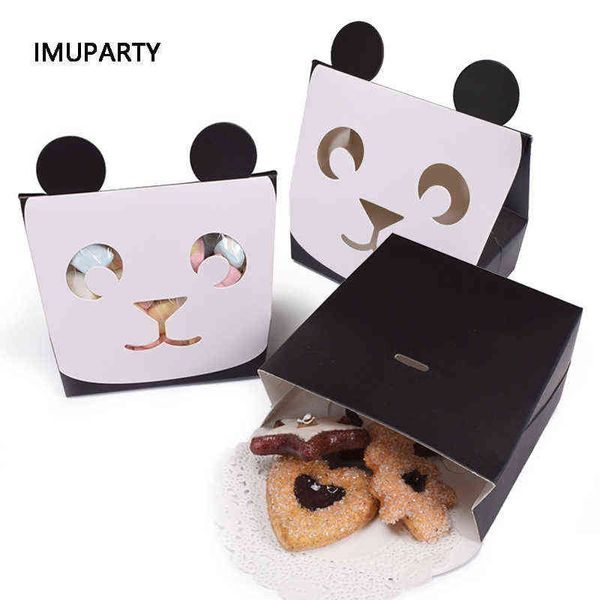 20 piezas Panda caja de dulces de papel con ventana conejo adultos niños suministros de fiesta de cumpleaños favores bolsa de embalaje H1231