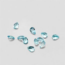 20 шт. груша 3, 5 мм, 4, 6 мм, 5, 7 мм, высокое качество, прозрачные глаза, хорошая блестящая огранка, 100% натуральный небесно-голубой топаз, свободные драгоценные камни для золота Silv236e