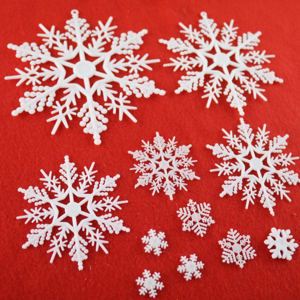 20 pièces par lot 12 pétales en plastique blanc flocon de neige pièce noël jour lieu décoration accessoires