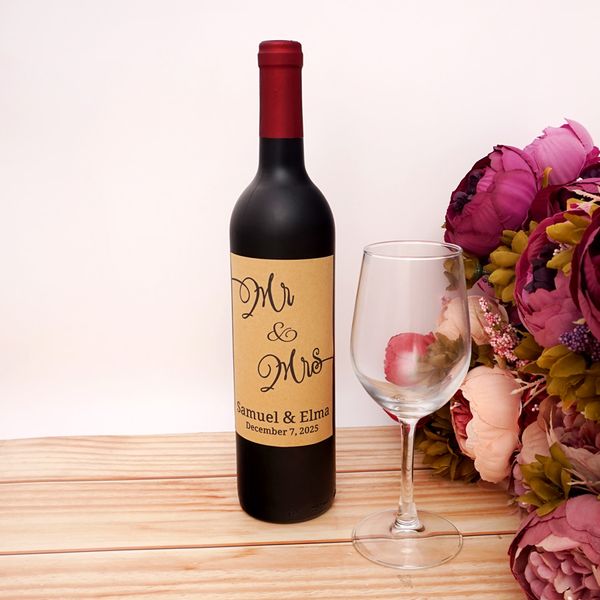 20 piezas de arte personalizado de arte personalizado etiquetas de botella de vino de bricolaje pegatinas de pareja personalizada nombre y fecha para la decoración de la boda