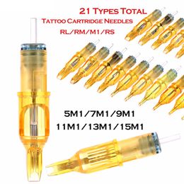 20 stcs Pro Wegwerp semi permanente make -up tattoo cartridge naalden wenkbrauw tattoo pen machine aanbod 5m1/7m1/9m1/11m1/13m1/15m1