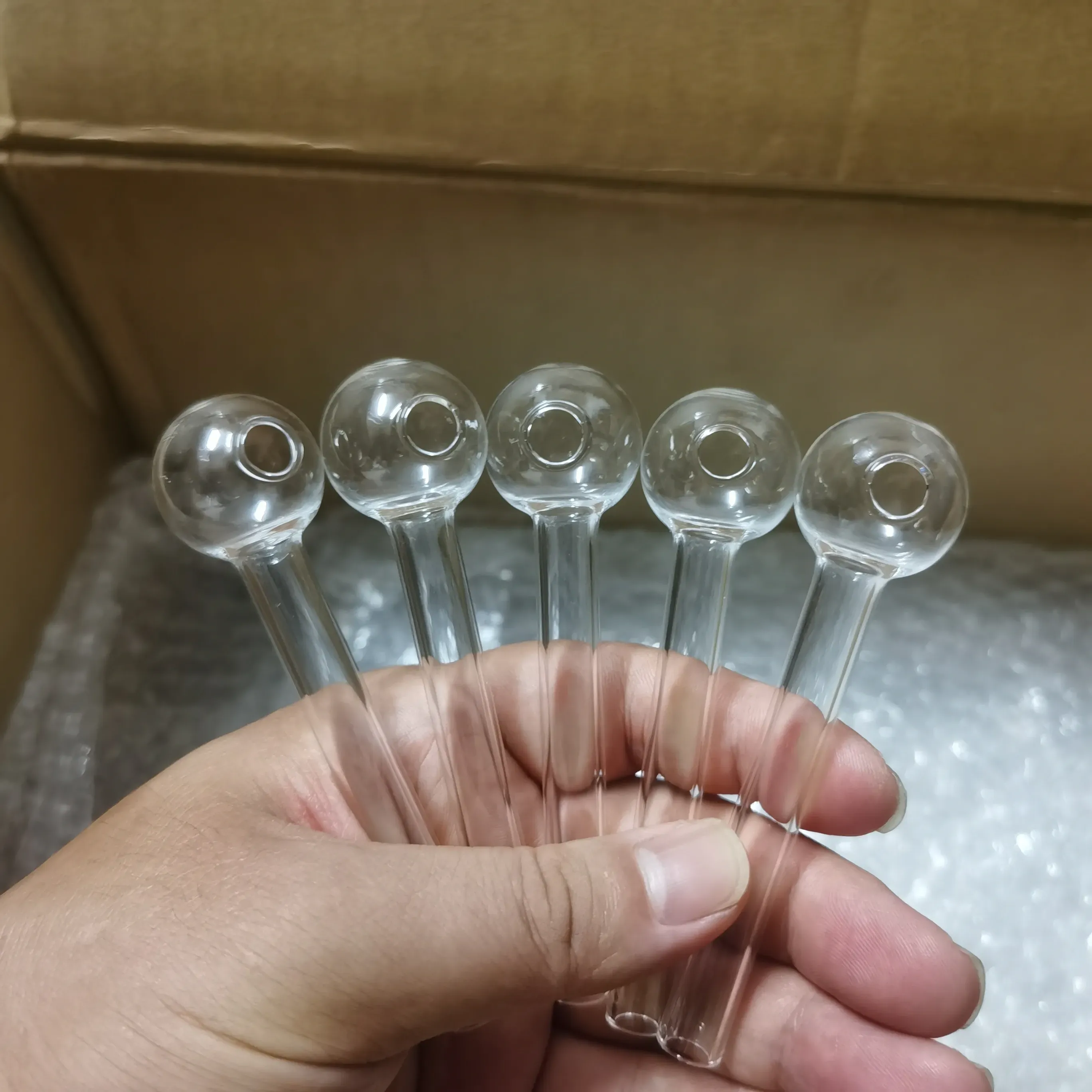 20pcs Pyrex Burning en verre Brûleur d'huile Clear Color Quality Pipes Transparent Great Tube Tubes Nail Pièces 7cm 10cm 12cm