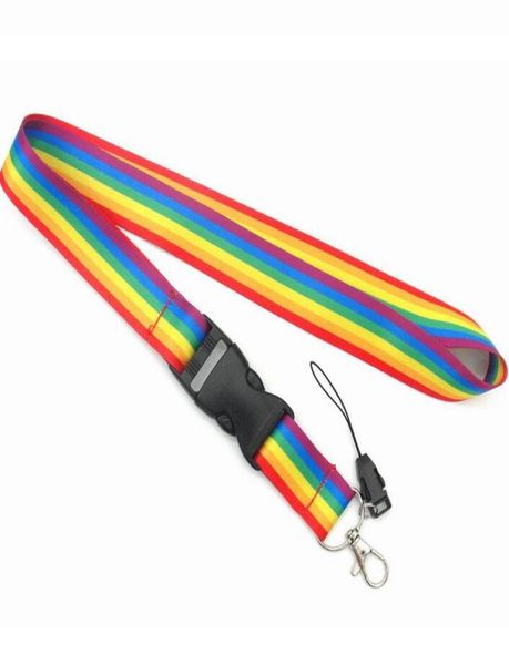 20pcs Rainbow Mobile Phone Stracles Lanyards Neck For Keys ID Téléphone mobile support USB Hang Rope Webbing3585306