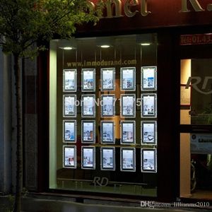 20 stks onroerend goed agent / reisagent venster opknoping acryl led display poster frame Dubbelzijdige A4 lichte dozen