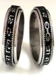 20 stks retro gesneden boeddhistische geschriften De zes woorden mantra spin roestvrijstalen spinner ring mannen vrouwen unieke gelukkige sieraden b2127345